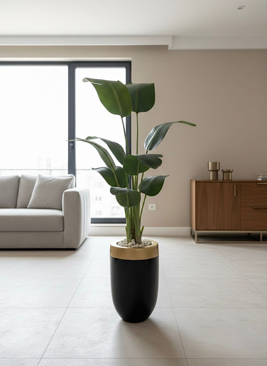 fiberglass plant pot - Leather leaves