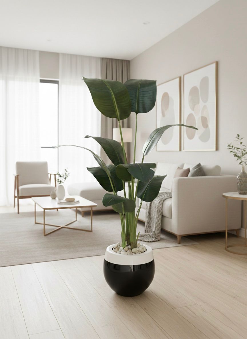 fiberglass plant pot - Leather leaves