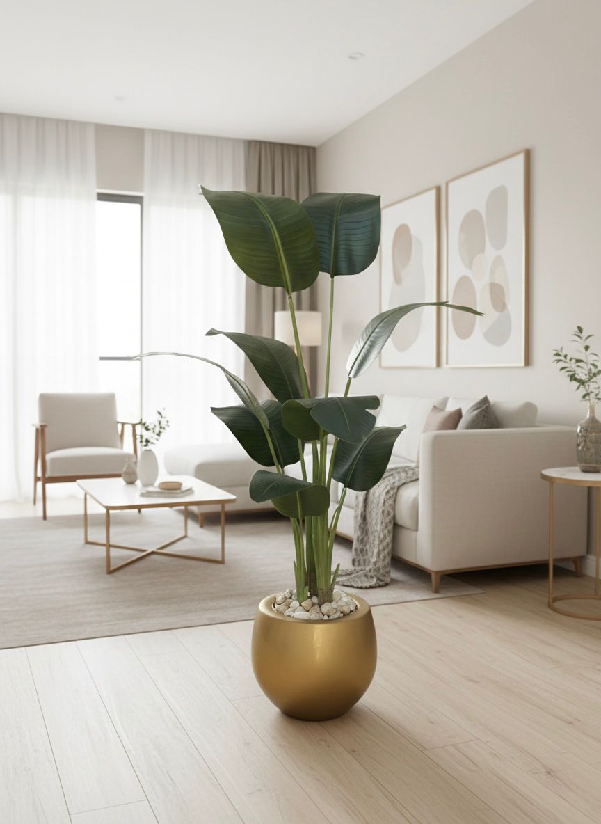 fiberglass plant pot - Leather leaves