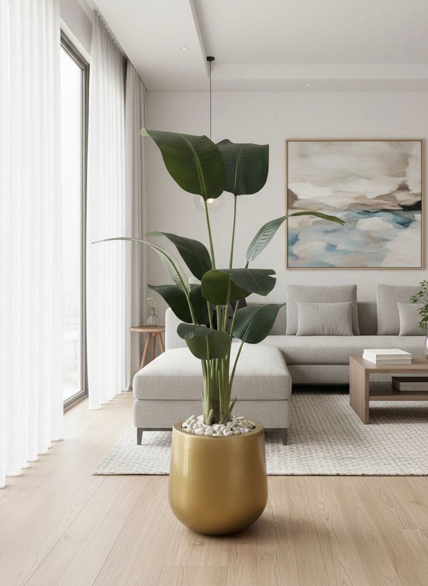 fiberglass plant pot - Leather leaves