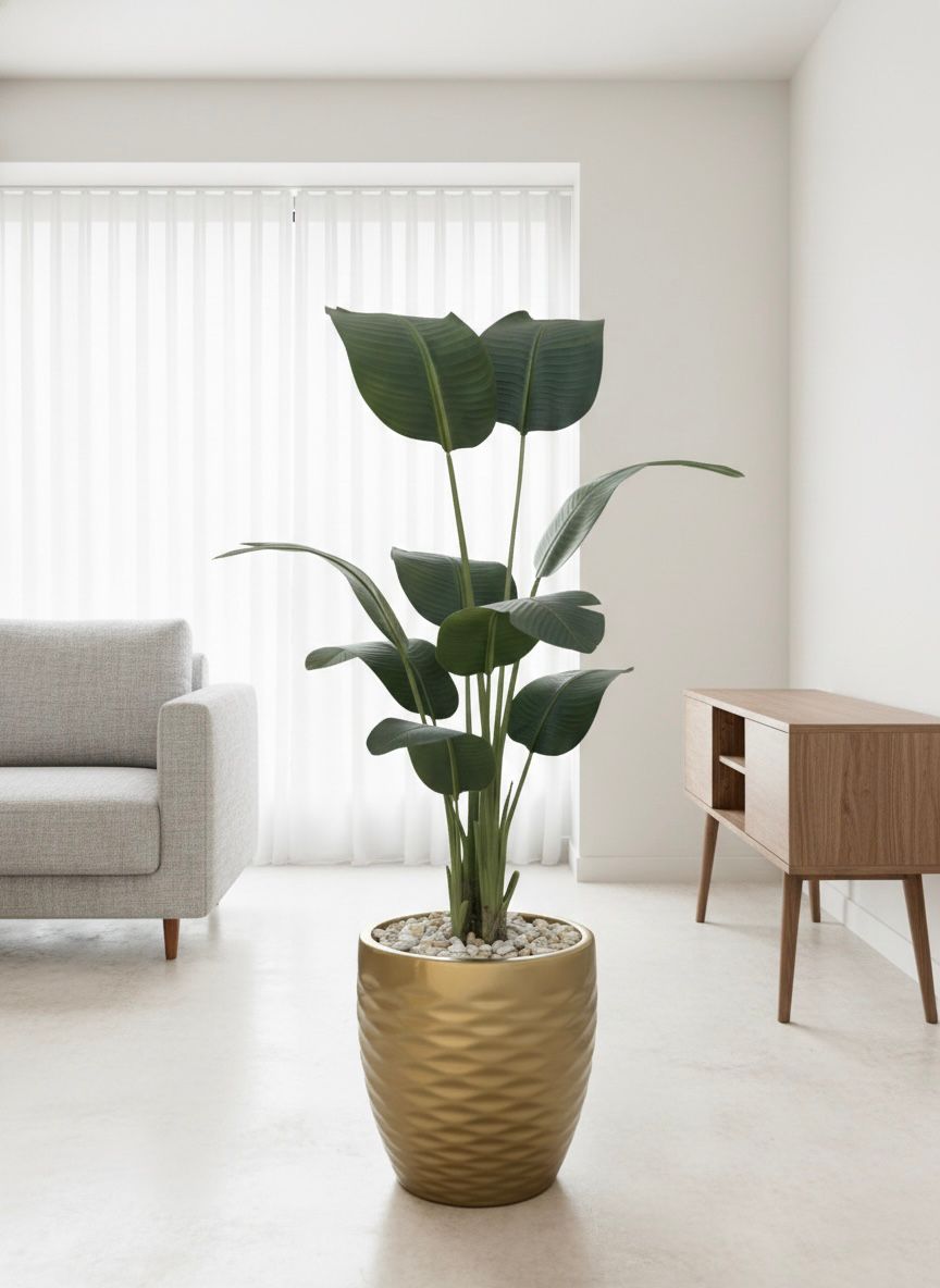 fiberglass plant pot - Leather leaves