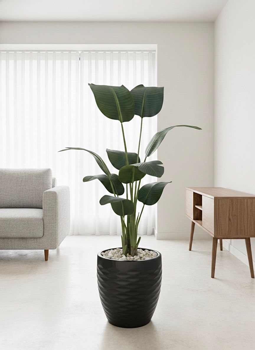 fiberglass plant pot - Leather leaves