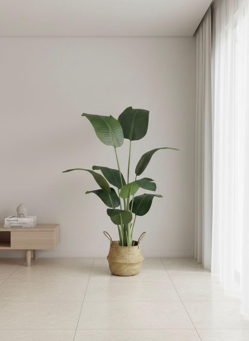 woven Basket - Leather leaves