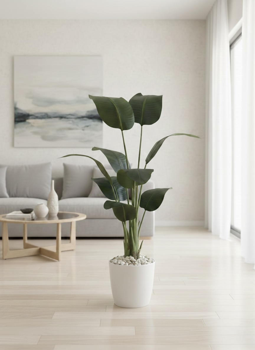 Plastic plant pot - Leather leaves