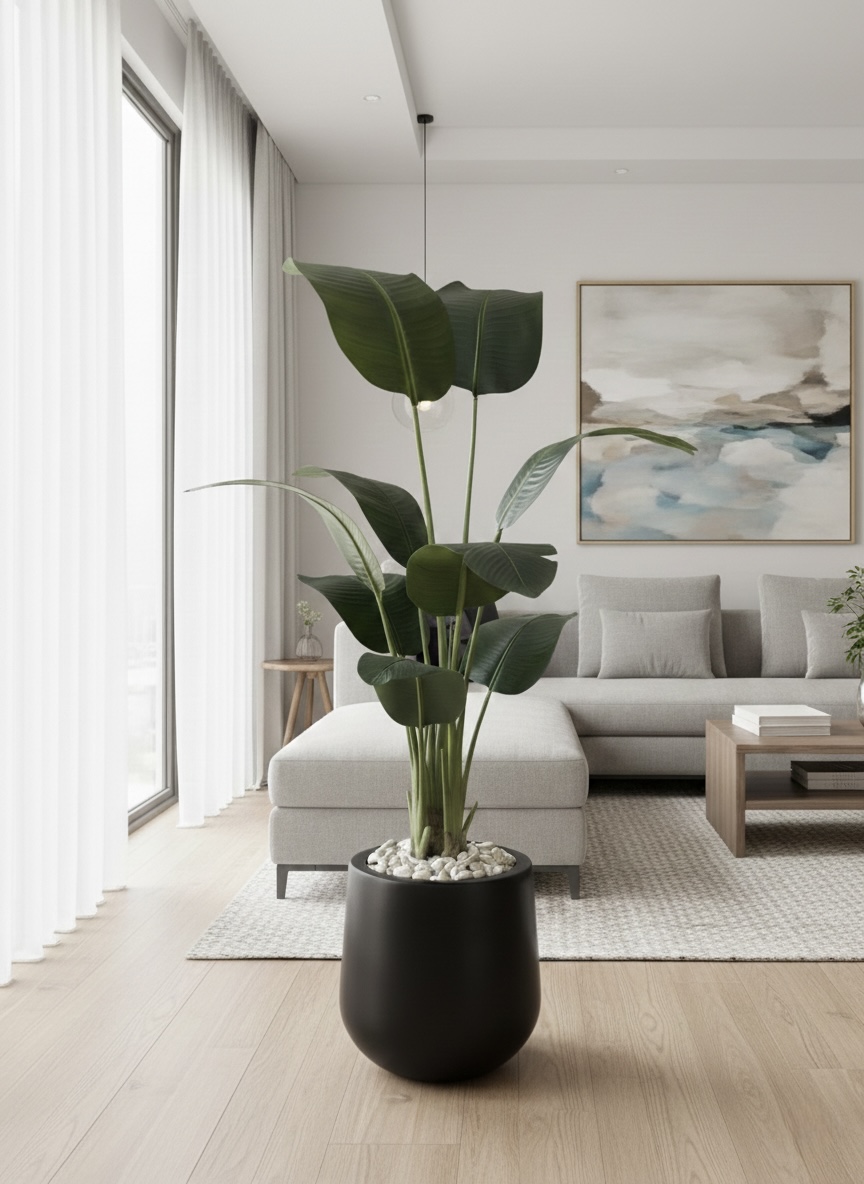 fiberglass plant pot - Leather leaves