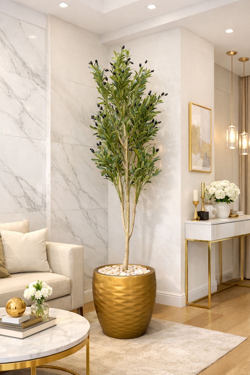 220 x 60cm Fiberglass plant pot - Olive tree