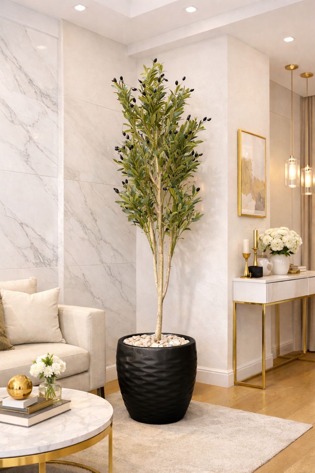 220 x 60cm Fiberglass plant pot - Olive tree