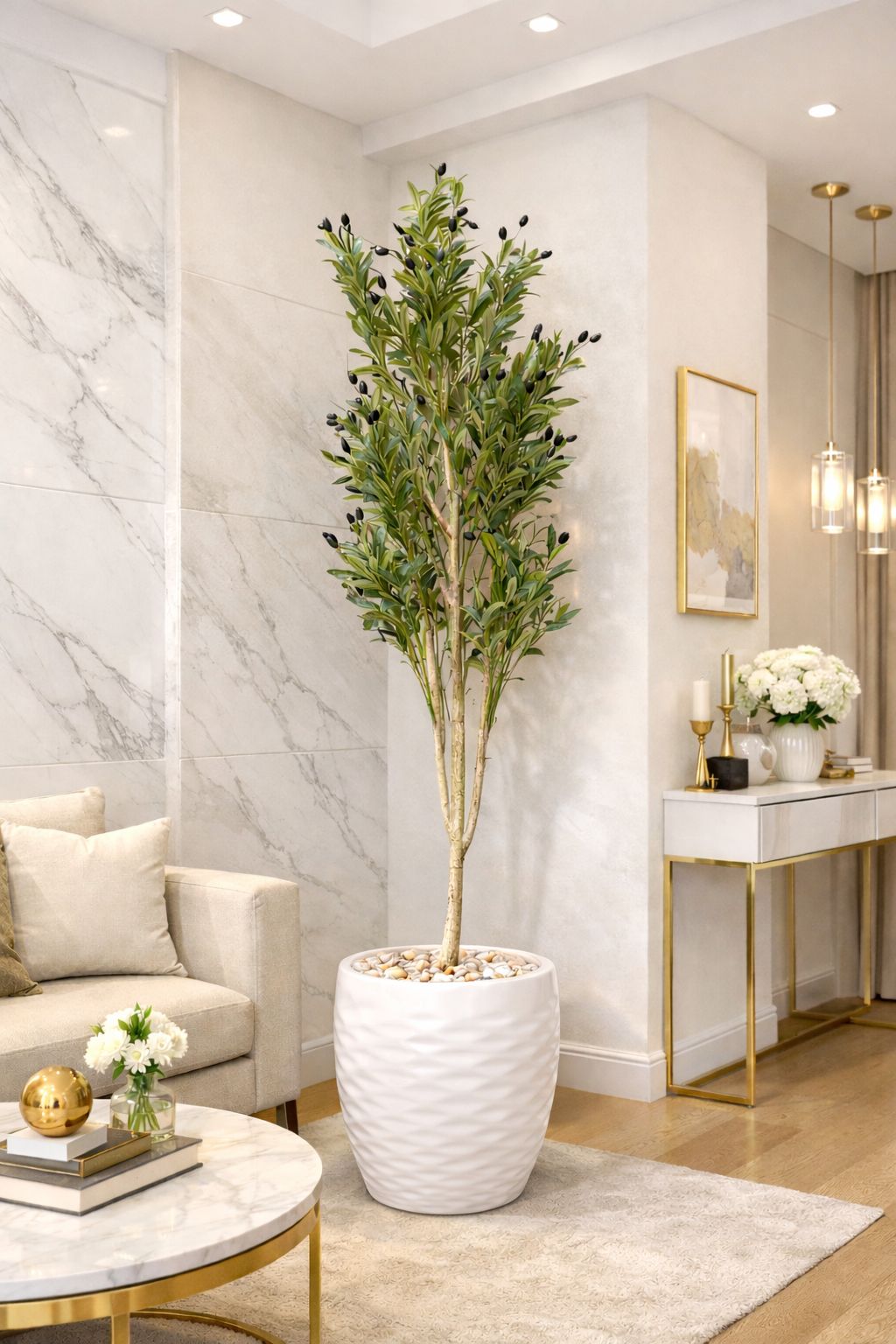 220 x 60cm Fiberglass plant pot - Olive tree