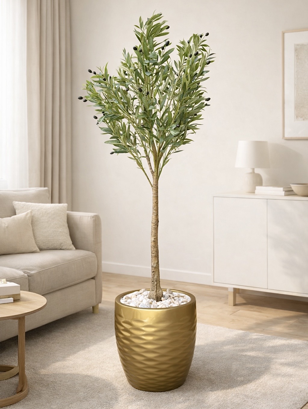 185 x 55cm - Fiberglass plant pot - Olive tree