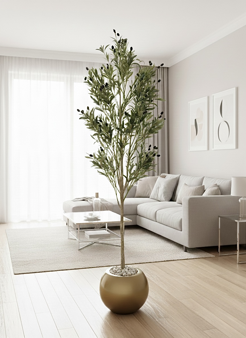 205 x 60cm - Fiberglass plant pot - Olive tree