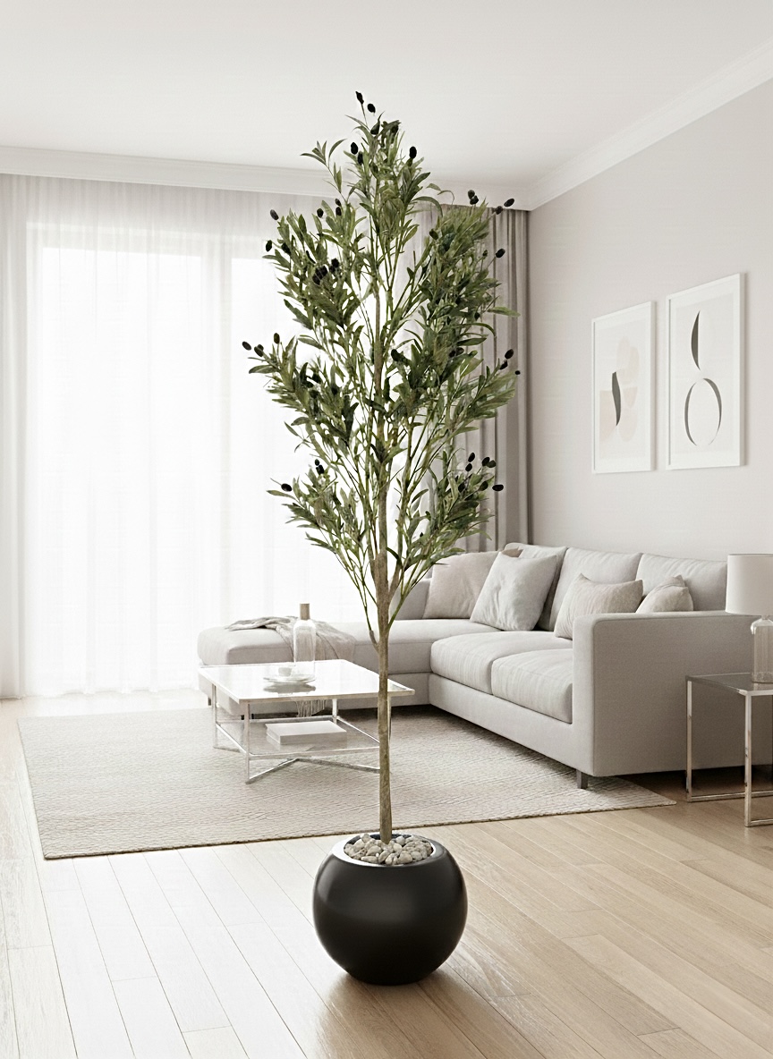 205 x 60cm - Fiberglass plant pot - Olive tree