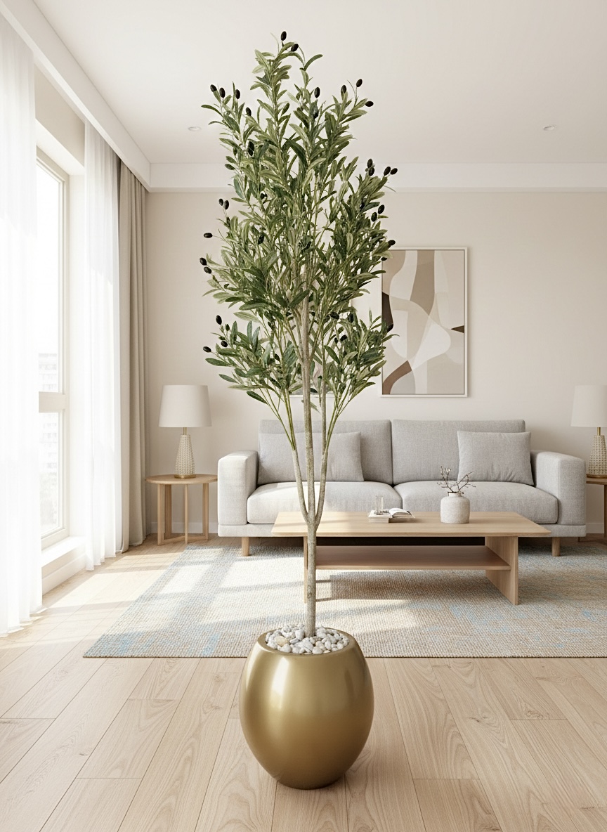 215 x 60cm - Fiberglass plant pot - Olive tree