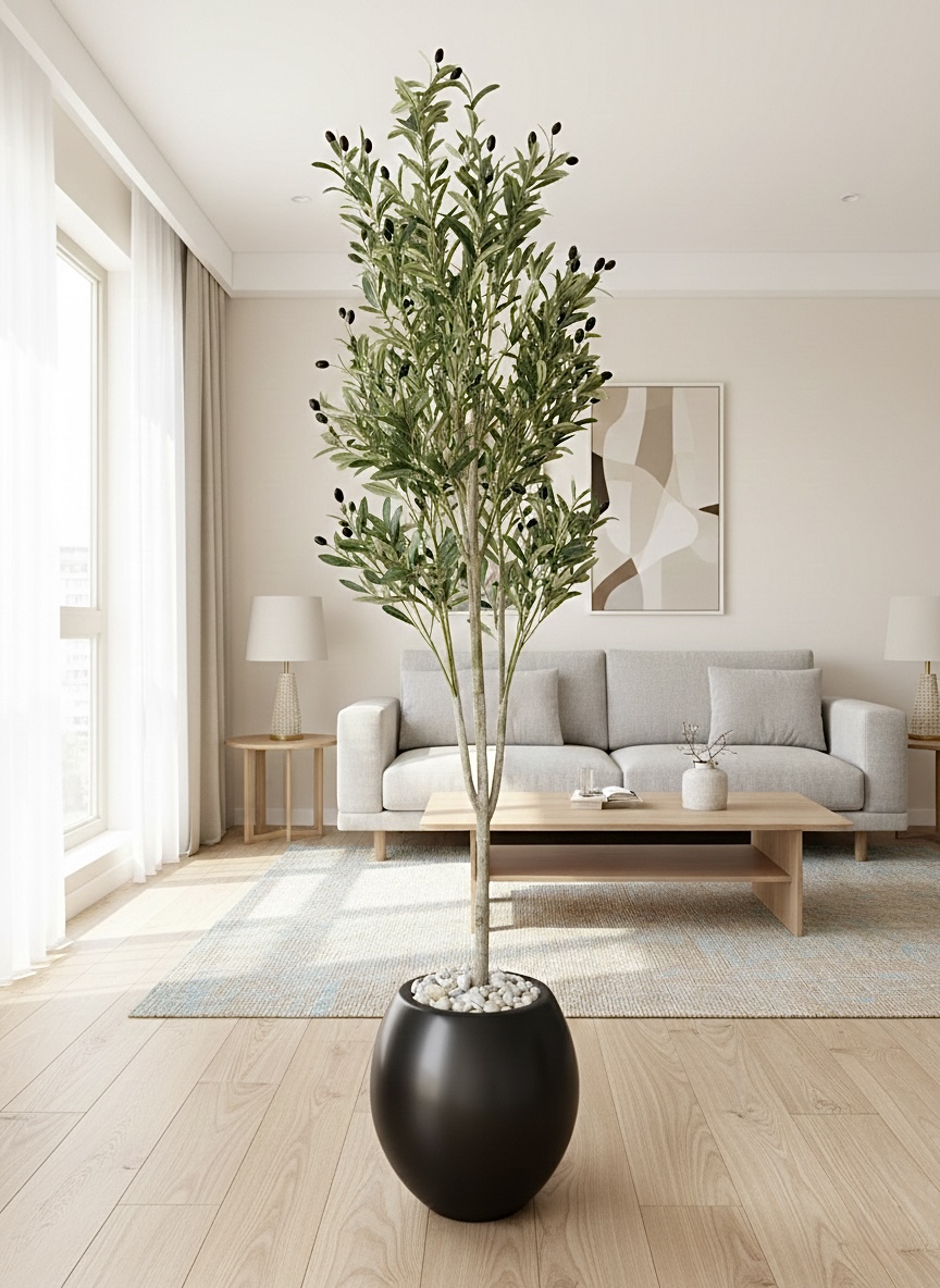 215 x 60cm - Fiberglass plant pot - Olive tree