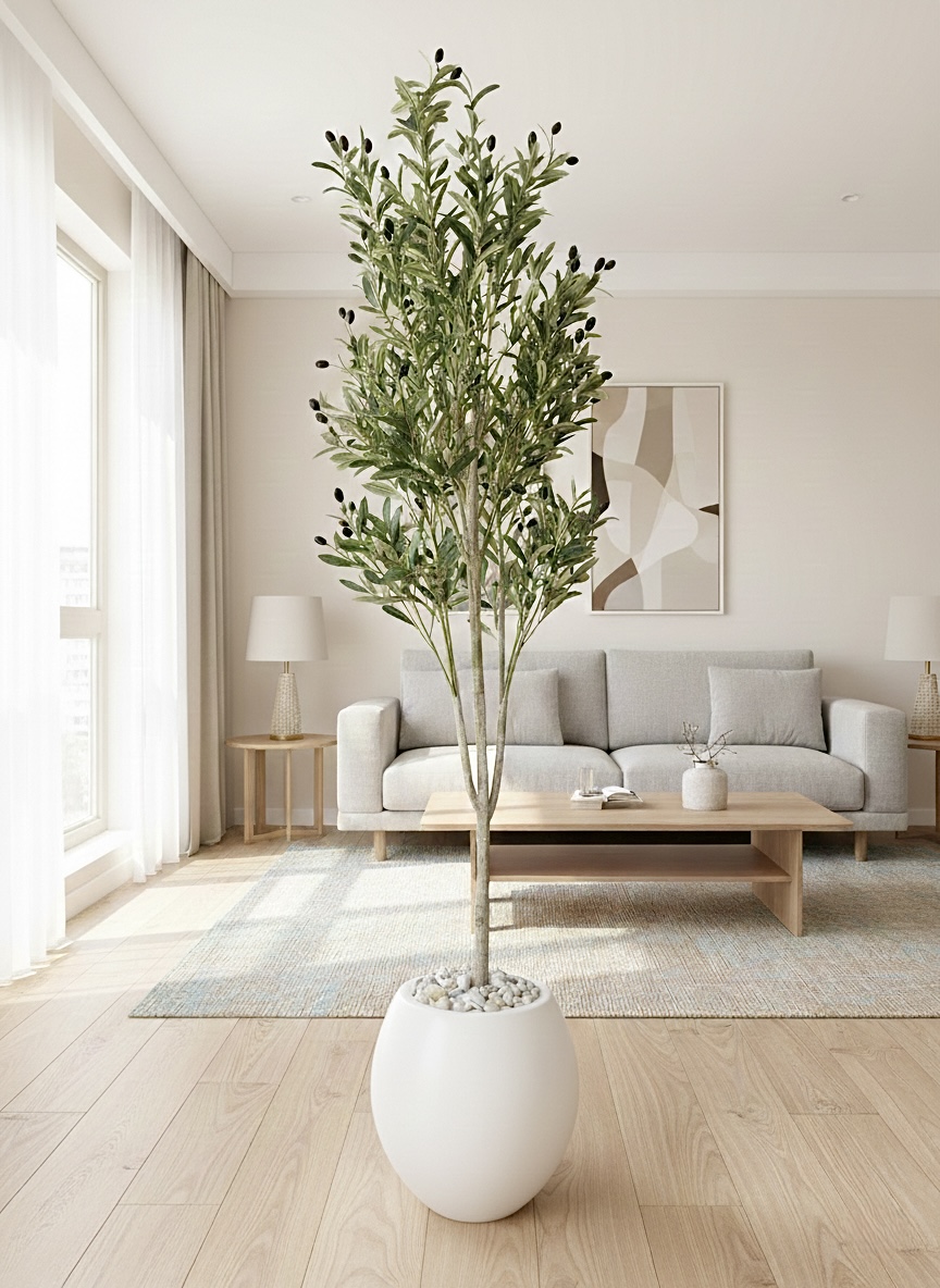 215 x 60cm - Fiberglass plant pot - Olive tree