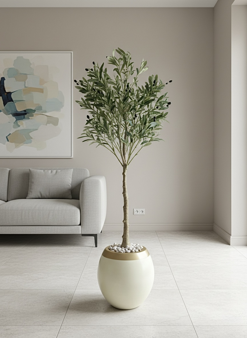 185 x 55cm - Fiberglass plant pot - Olive tree