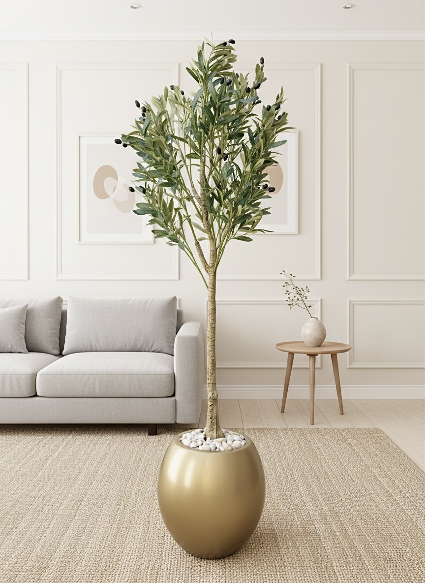 185 x 55cm - Fiberglass plant pot - Olive tree