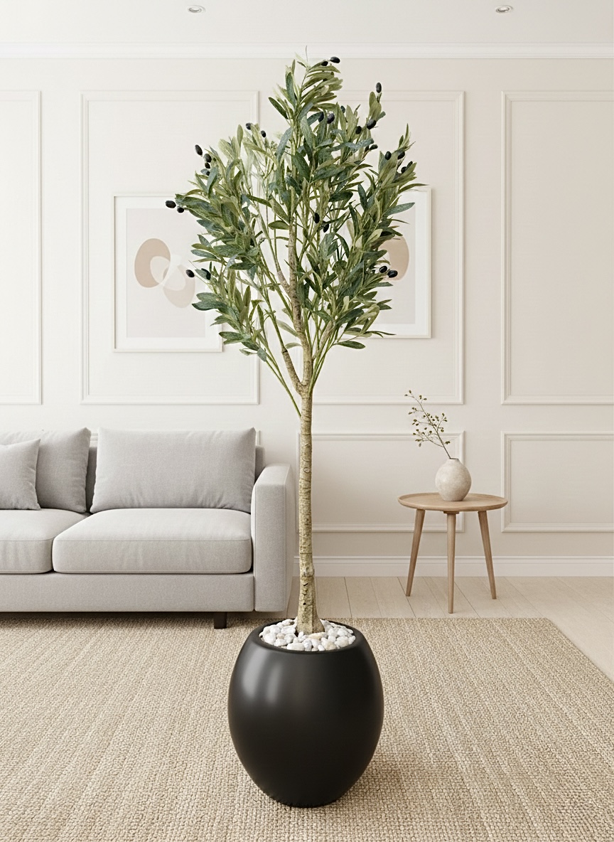 185 x 55cm - Fiberglass plant pot - Olive tree