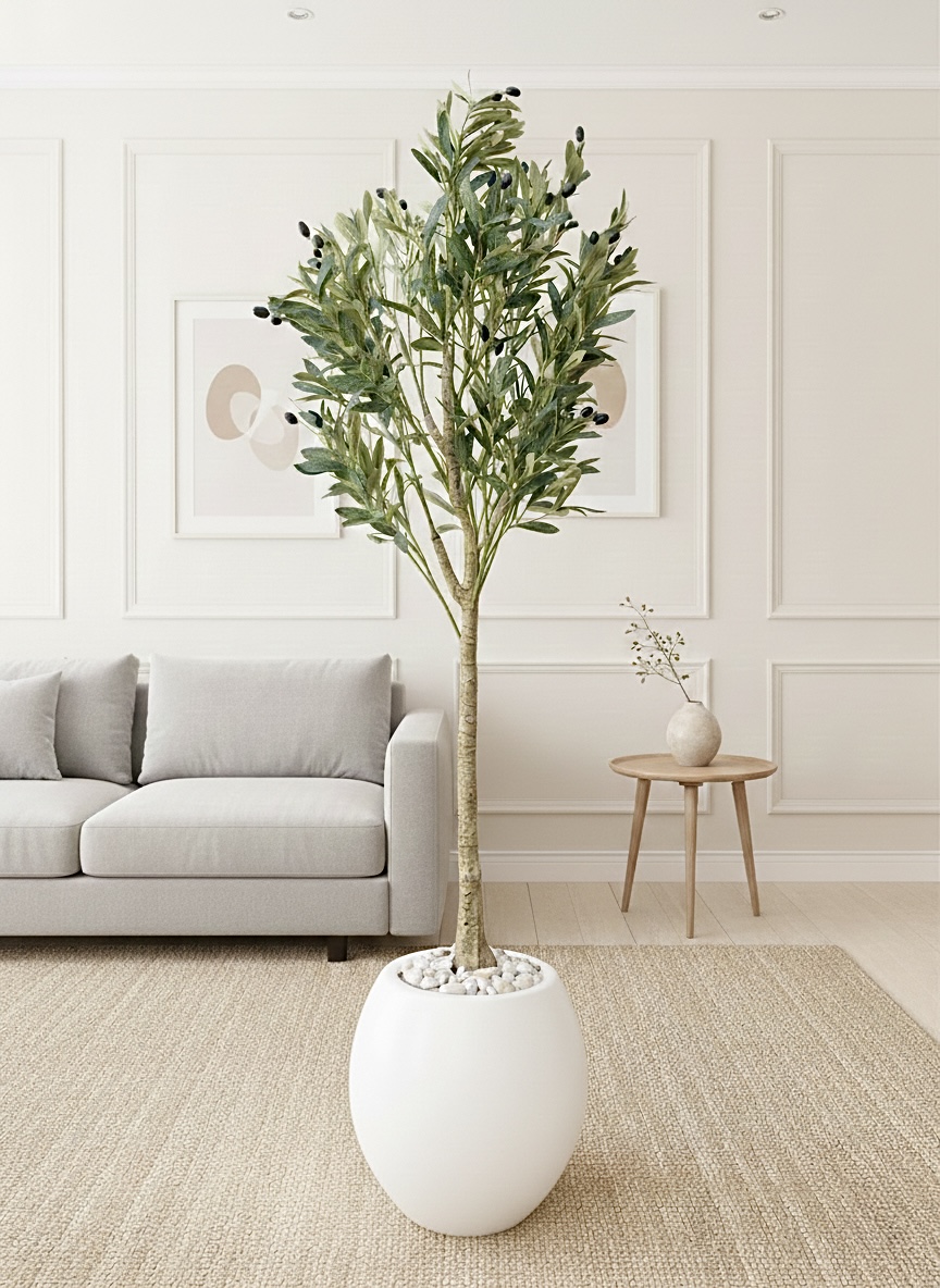 185 x 55cm - Fiberglass plant pot - Olive tree