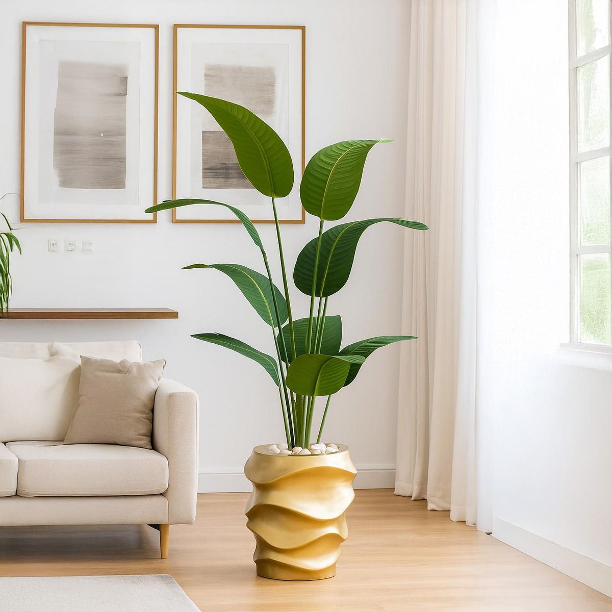 Fiberglass plant pot with artificial banana tree  - 165 × 50 cm