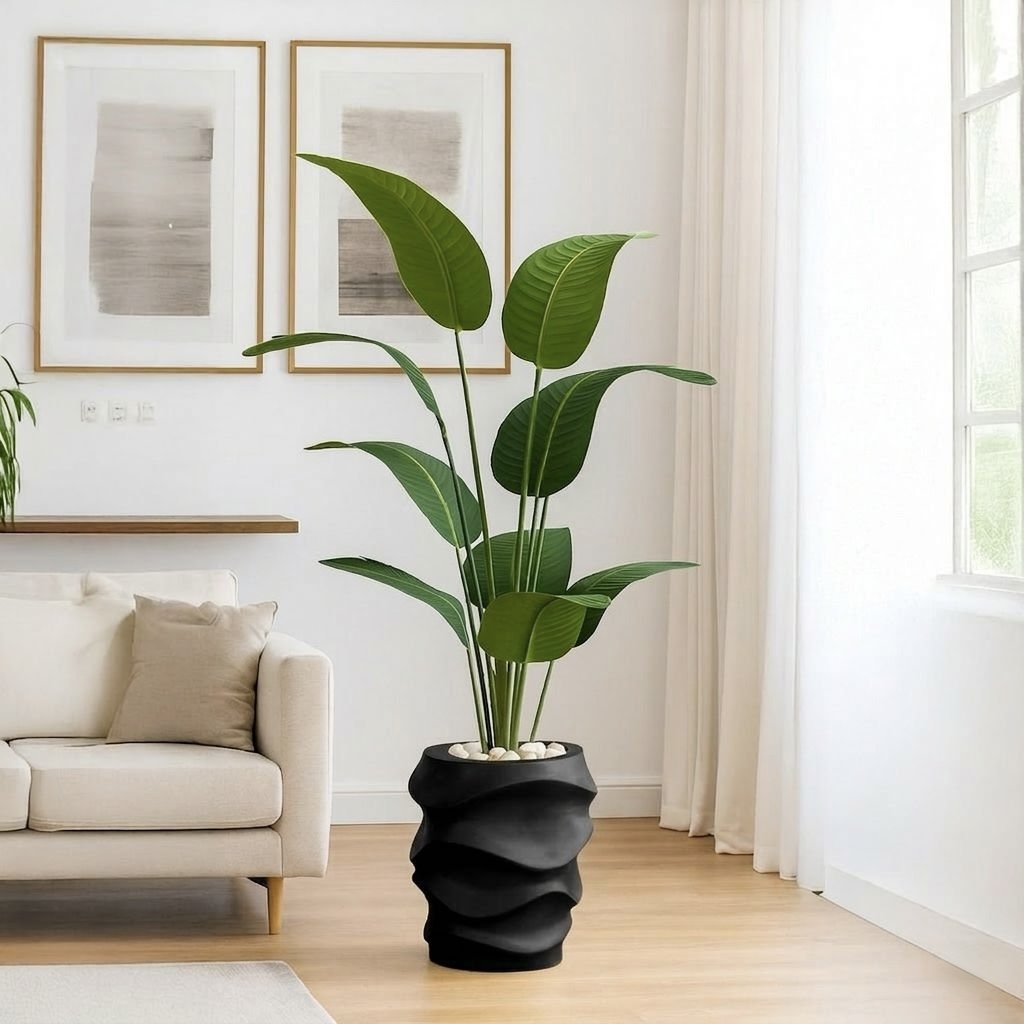Fiberglass plant pot with artificial banana tree  - 165 × 50 cm