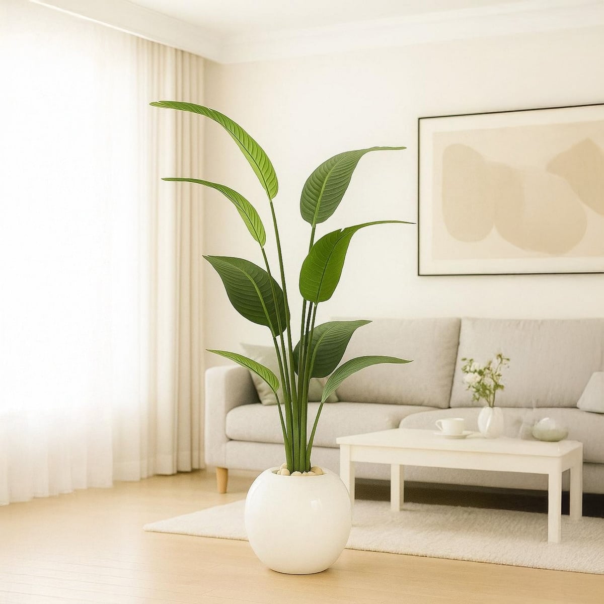 Fiberglass plant pot with artificial banana tree - 145 × 50 cm