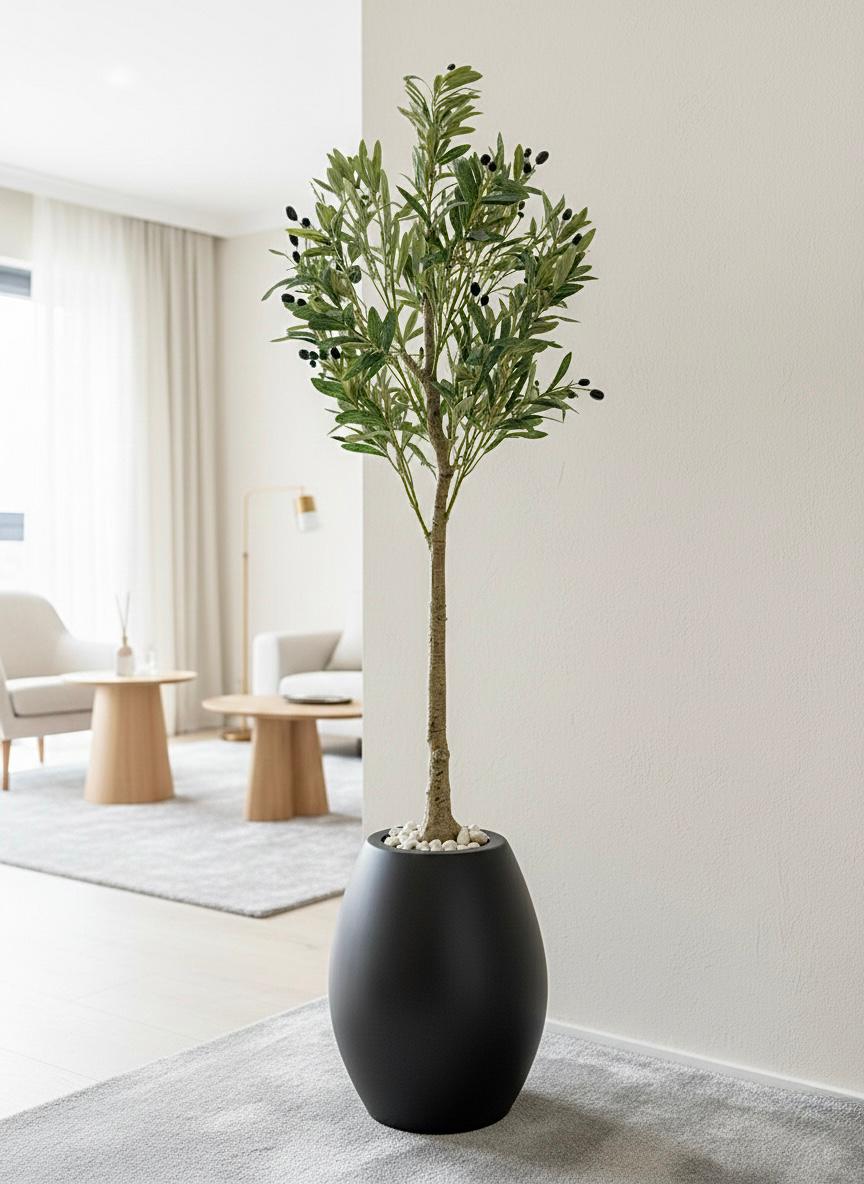 195 x 55cm - Fiberglass plant pot - Olive tree