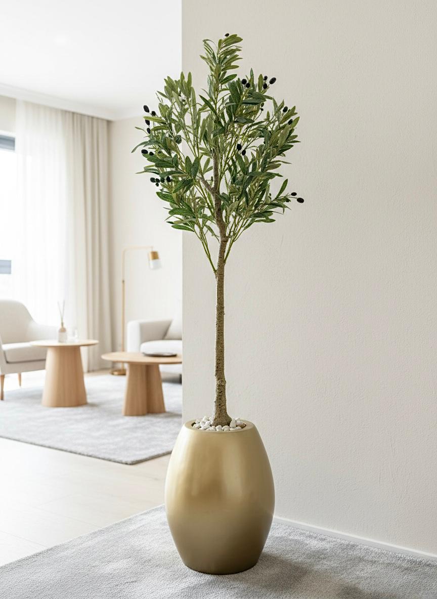 195 x 55cm - Fiberglass plant pot - Olive tree