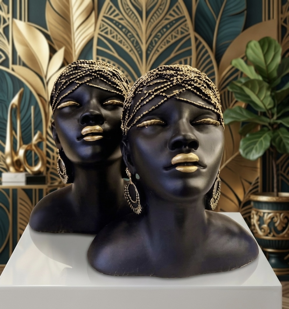 (2-Pieces) - Polyester Table Accessories - Black & Gold