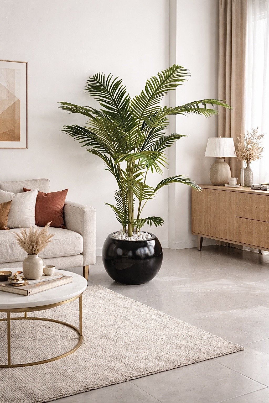 180x60cm - fiberglass plant pot - Areca tree