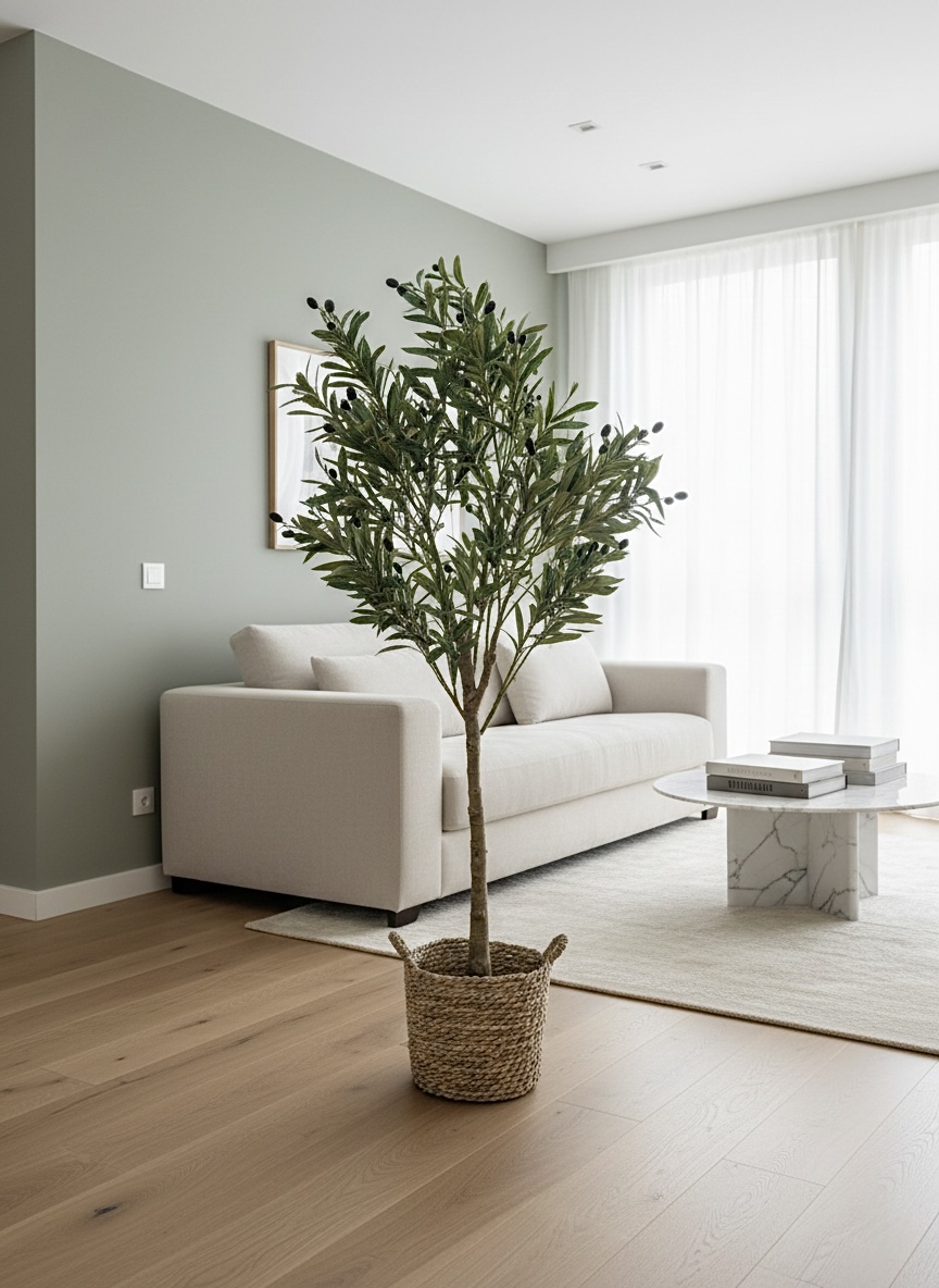 155x50cm - Artificial Olive Tree with Beige Rope